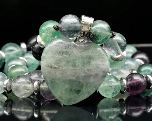 Miniatura 75 de Colgante de corazón de aventurina natural, Collar de cuentas de aventurina genuina, Collar de piedra verde, Collar de piedras preciosas, Cuentas