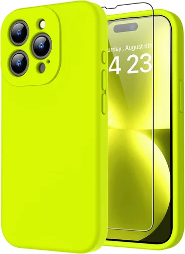 Miniatura 12 de bicol Funda para iPhone 15 Pro con protector de pantalla, protección mejorada del lente de la cámara, funda protectora de silicona líquida suave