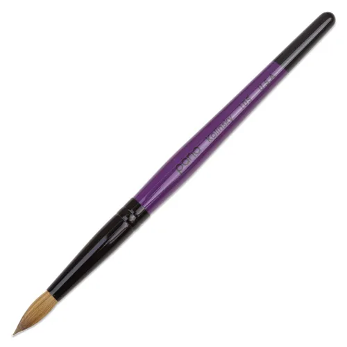 Miniatura 8 de PANA Pure Kolinsky Hair - Pincel para uñas acrílicas de pelo, forma redonda, virola rosa con mango azul con remolino blanco (tamaño 16)