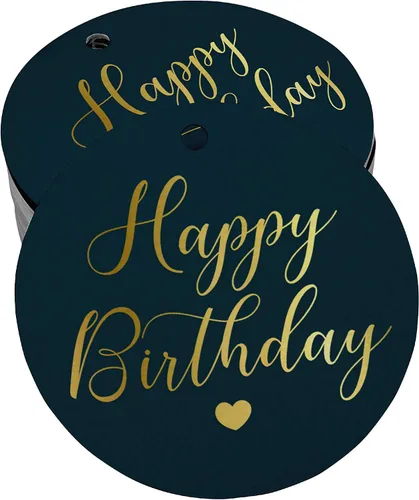Miniatura 65 de Etiqueta de papel para colgar con texto en inglés «Happy Birthday» (50 unidades)