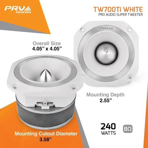 Miniatura 4 de PRV AUDIO TW700Ti - Tweeter de bala de titanio blanco de 4 pulgadas, TW700Ti, 240 vatios, súper tweeter de 8 ohmios, condensador incorporado Pro
