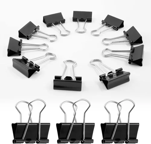 Miniatura 8 de Paquete de 40 clips medianos para carpeta, 1 1/4 pulgadas / 1.260 in, abrazaderas de papel de metal negro para oficina, escuela, hogar, bricolaje