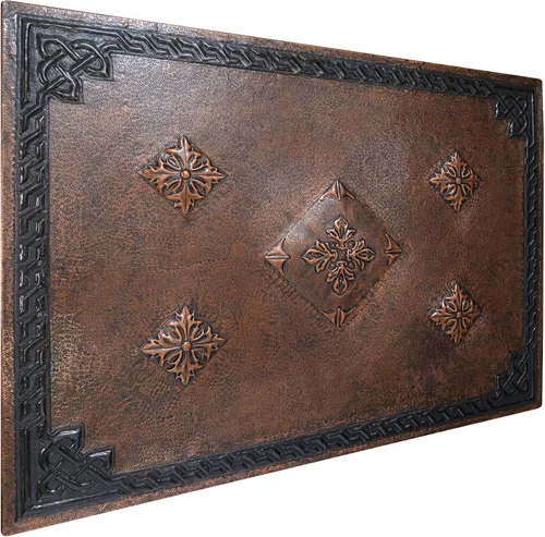 Miniatura 2 de Kitchen Backsplash, Diamonds with Celtic Border Copper Backsplash, Victorian Copper Backsplash Panel, Handmade Copper Backsplash Tile, Indoor