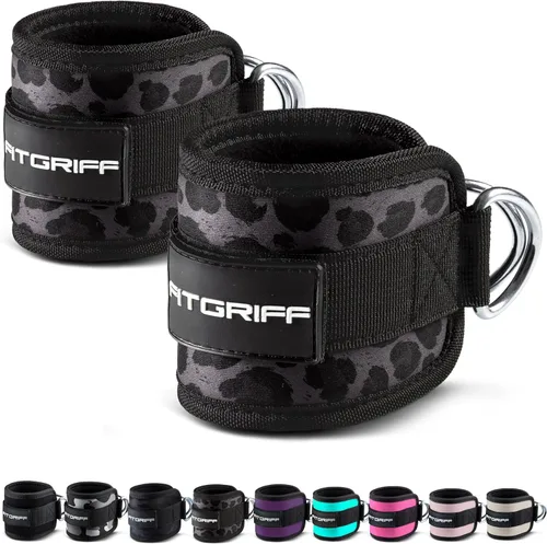 Miniatura 10 de Fitgriff® Correas de tobillo V1 para máquina de cable (2 piezas) - Equipo de entrenamiento para gimnasio - Accesorio de polea para piernas, correas