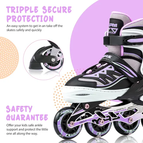 Miniatura 5 de 2PM SPORTS - Patines en línea Cytia para niñas, ajustables, con ruedas iluminadas, rosa, con ruedas con luces, patines divertidos y parpadeantes