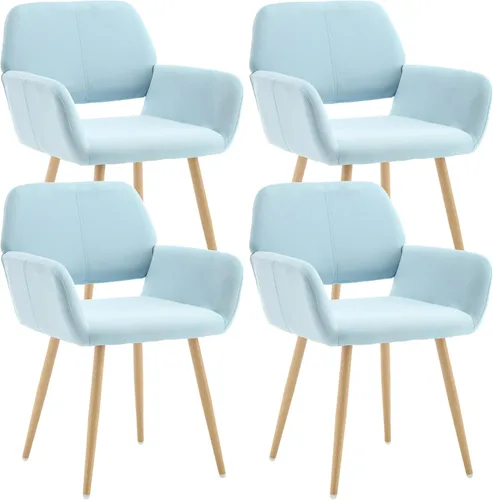 Miniatura 18 de KCC Sillas Pequeñas y Modernas con Brazos para Comedor 1 Pieza, Asiento Lateral Tapizado en Terciopelo de Mediados de Siglo Club para Invitados