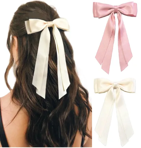 Miniatura 9 de Lazos para el pelo con clips para mujer, cintas para el pelo con lazo para niñas, accesorios de moda de otoño para el cabello, Negro y Marrón