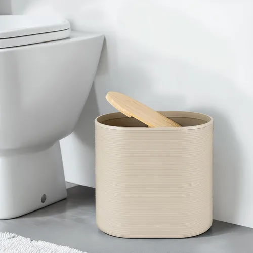 Miniatura 7 de IMAVO Juego de accesorios de baño - Juego de 11 piezas de accesorios de baño beige con cubo de basura, dispensador de jabón, jabonera, soporte