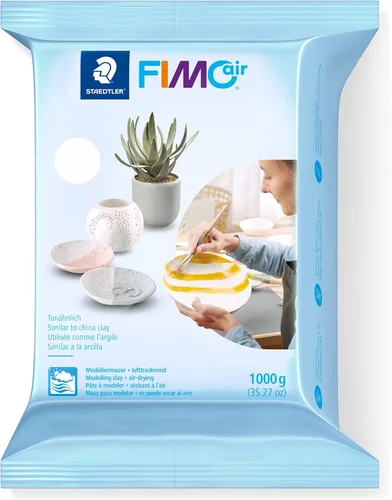 STAEDTLER FIMOair: Arcilla para modelar seca al aire, 2.2 lbs, 2.2 lbs - Blanco, escultura y cerámica, lista y fácil de usar, ideal para artes y