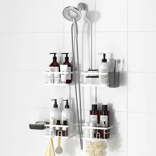 Miniatura 11 de REINHARDT Organizador de Ducha Ajustable Colgante Organizador de Ducha Resistente a la Oxidación para Cabezales de Ducha Portátiles, Organizador