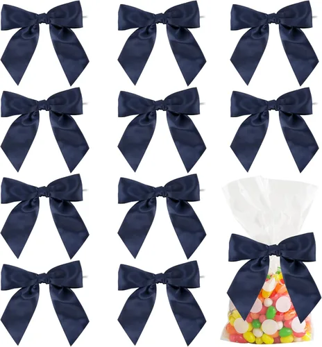 Miniatura 54 de AIMUDI Lazos de Satén Azul Real con Nudo Giratorio para Bolsas de Golosinas 4.5" Lazos Azules Pre-Atados para Envolver Regalos Lazos de Cinta Azul