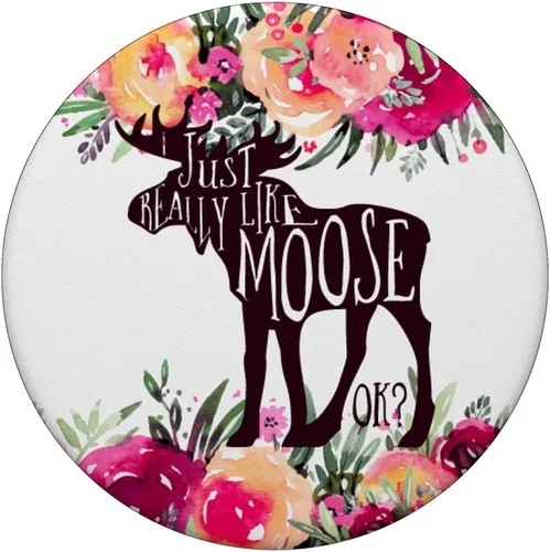 Miniatura 3 de I Just Love Moose Otoño Navidad Granate, naranja Floral PopSockets intercambiables PopGrip