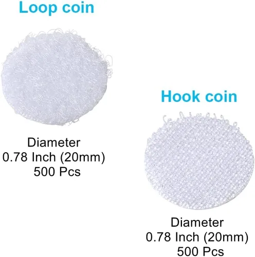 Miniatura 2 de Puntos autoadhesivos, 1000 piezas (juego de 500 pares) 0.78 pulgadas / 20 mm de diámetro, puntos de gancho y bucle, 20 mm de nailon adhesivo