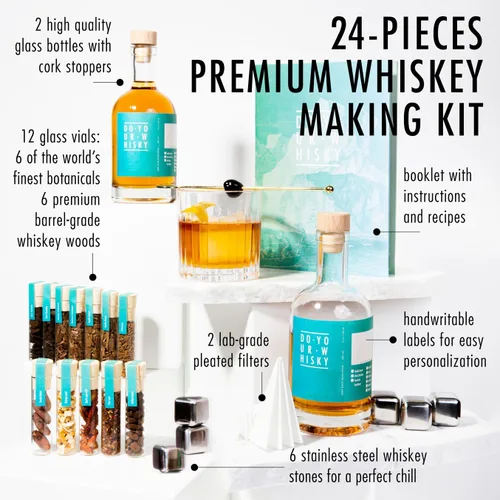 Miniatura 2 de DO Your Whisky Juego de infusión de whisky DIY Kit para hacer whisky 12 astillas de madera y botánicos 6 piedras de whisky y guía de recetas