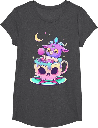 Miniatura 83 de Kawaii Pastel Goth Cute espeluznante Pentáculo Baphomet - Camiseta de cabra, Negro