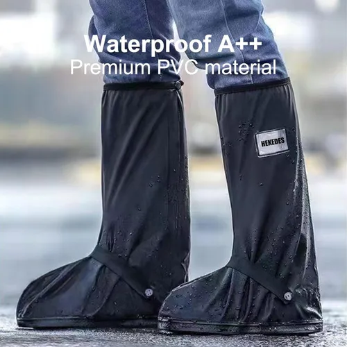 Miniatura 3 de Fundas impermeables para zapatos, reutilizables y plegables, cubierta para zapatos tipo bota de lluvia con cremallera, antideslizante, reflector
