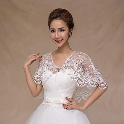Miniatura 4 de Vivivalue Chales de encaje para boda, chales robados Boleros Capelet Rhinestone Novia