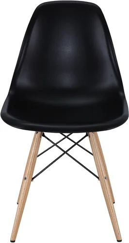 Miniatura 3 de Modway Sillas laterales piramidales con patas de madera natural en negro - Juego de 4