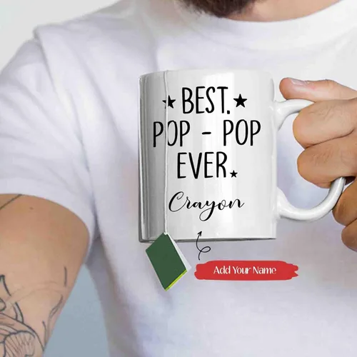 Miniatura 2 de Taza personalizada con foto y nombre – Tazas de café de cerámica personalizadas Bet Pop Ever Regalos para el abuelo – Taza Pop Pop – Regalo