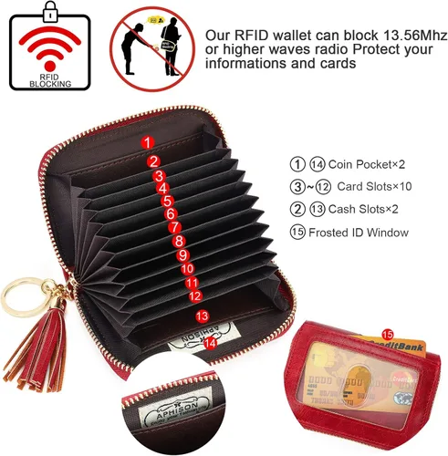 Miniatura 3 de APHISON RFID - Porta tarjeta de crédito con cremallera carteras pequeñas para mujer en cuero estilo girasol para mujer y niña caja de regalo 1927