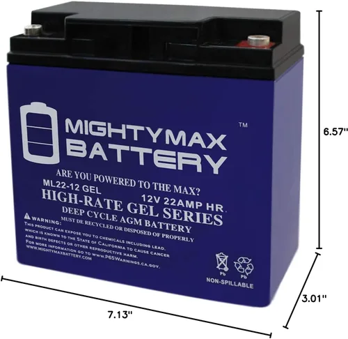 Miniatura 9 de Mighty Max Battery Reemplazo de batería GEL de 12V 22AH para Tempest TD22-12