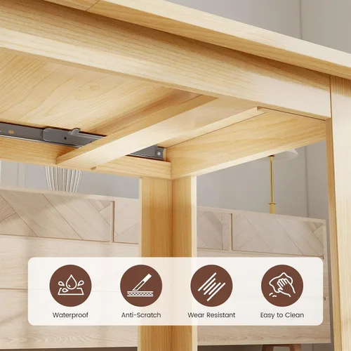 Miniatura 6 de Miereirl Mesa de comedor extensible de 59 a 77 pulgadas para 6 a 8, mesa de cocina rectangular que ahorra espacio con extensión fácil de sacar