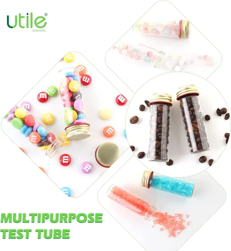 Miniatura 5 de Utile 20 tubos de ensayo de vidrio, material de vidrio de borosilicato medio, tubos de ensayo de 0.8 fl oz, con tapones de rosca de aluminio