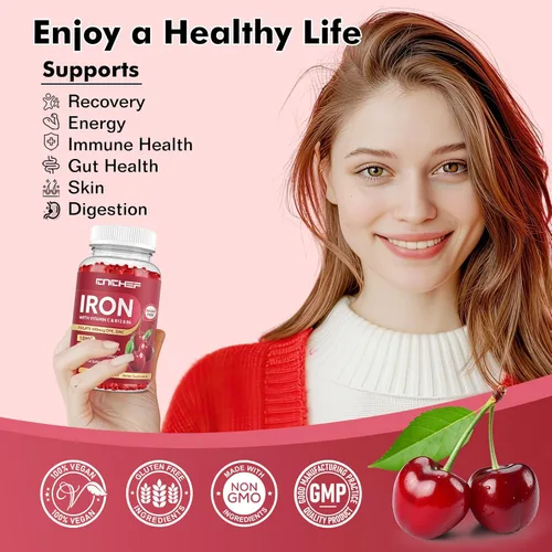Miniatura 2 de Suplemento de hierro para mujeres y hombres, suplemento multivitamínico de hierro constructor de sangre con folato, vitamina C, B12, B6, zinc