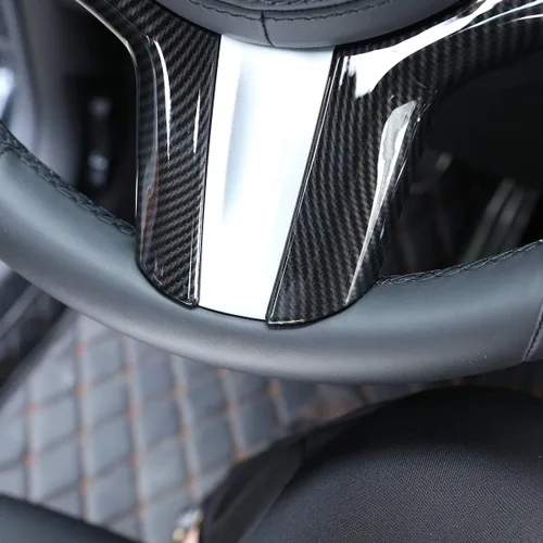 YIWANG Carbon Fiber Style ABS Car Steering Wheel Decoration Cover Trim for BMW X3 G01 2018,X4 G02 2019,5 Series G30 Auto Accessories