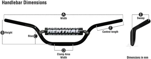 Miniatura 4 de Renthal 784-03-BK-03-219 Manillar de aluminio negro 7/8