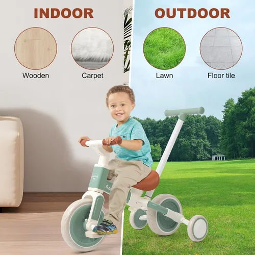 Miniatura 6 de Triciclo para niños de 6 en 1 para niños de 1 a 3 años, bicicleta de equilibrio con manillar, triciclo de equilibrio para bebé con pedal extraíble