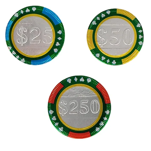Miniatura 6 de Fruidles Paquete de 25 fichas de póker de casino, monedas de chocolate con leche belga, productos lácteos certificados Kosher, sin OGM