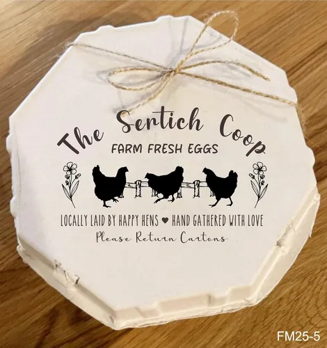 Miniatura 5 de Sellos personalizados de cartón de huevos frescos de granja, huevos de gallina, reunidos a mano con amor, sello de goma de madera
