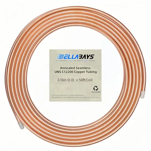 Miniatura 12 de BELLA BAYS Tubería de Cobre 3/8" DE x 0.320" DI x 25 pies, 99.9% C12200 ASTM B280 Tubería ACR de Refrigeración Sin Costuras Bobina Suave Redonda T2