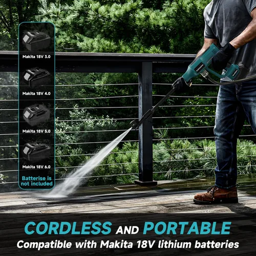Miniatura 6 de Lavadora a presión inalámbrica para batería Makita 18V 700 PSI Lavadora de energía portátil de mano con boquilla 6 en 1 cañón de espuma