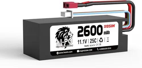 Hosim Batería Lipo 3S 11.1V 2600mAh 25C RC Car Lipo Baterías Hard Case T-Plug Li-po Batería para 1/8 1/10 1/14 Escala de Alta Velocidad Vehículos RC