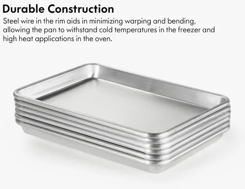 Miniatura 3 de CURTA Paquete de 12 Bandejas de Lámina de Aluminio, Certificadas NSF Tamaño Medio 13 x 9 pulgadas Bandeja Comercial para Panadería Pasteles y 13 x