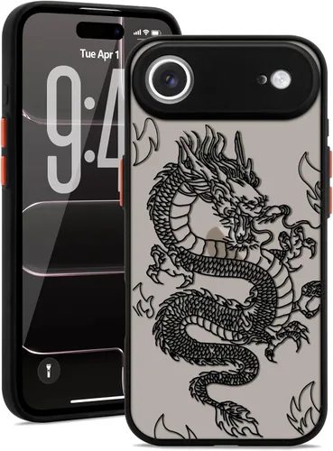 Miniatura 11 de Funda compatible con iPhone 15 Pro, diseño moderno de dragón 3D con diseño de animal de dragón esmerilado, parte trasera de policarbonato duro