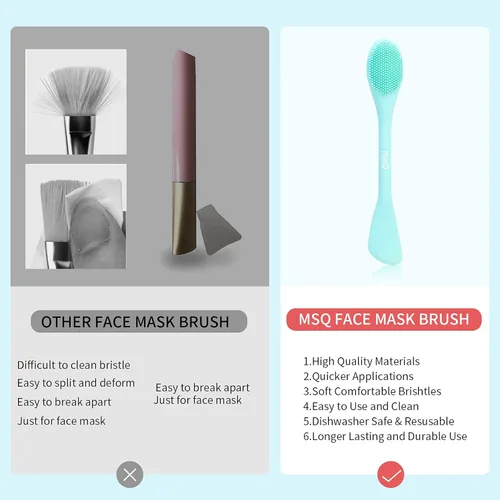 Miniatura 6 de MSQ Cepillo de silicona para máscara facial, limpiador facial suave, paquete de 2 cepillos de doble extremo para barro, arcilla, máscara mixta