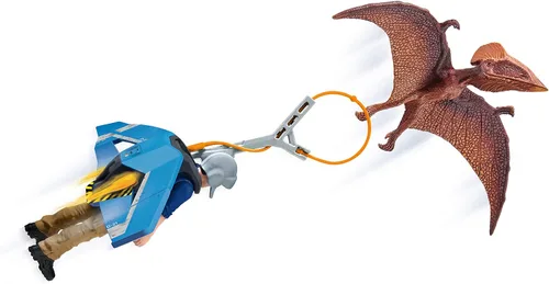 Schleich Dinosaurs - 7 piezas Jetpack Chase Dinosaur Playset con juguete Tupuxuara - Juguetes de dinosaurios voladores para niños y niñas - Niños
