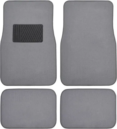 Miniatura 10 de Juego premium de 4 piezas de alfombrillas de suelo de coche con almohadilla de seguridad de vinilo para coche, camión, SUV, cupé sedán, negro Carbón