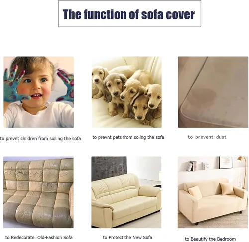 Miniatura 4 de Fundas de sofá de color liso, funda elástica para sofá, protector universal de muebles, suave, lavable, con parte inferior elástica, fundas de sofá