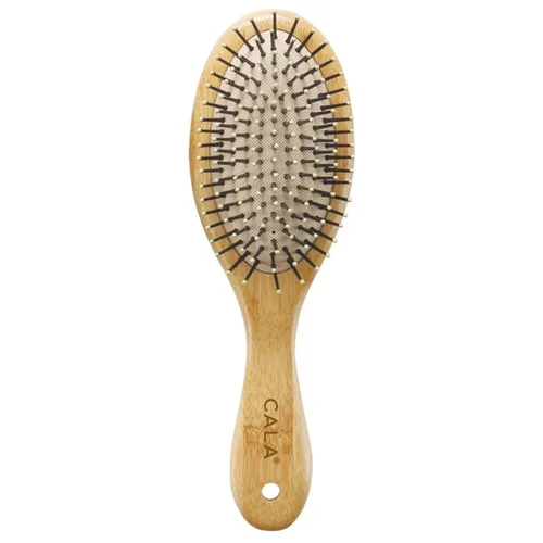 Miniatura 3 de CALA Cepillo de pelo de paleta de bambú, base de cojín grande y ancha con cerdas en forma de bola, desenreda el cabello húmedo o seco, suaviza