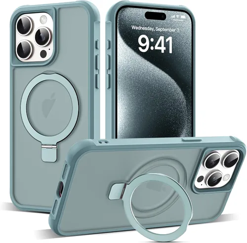 Miniatura 41 de SKYLMW – Funda compatible con iPhone 12 Pro Max y iPhone 13 Pro Max con soporte magnético invisible tipo anillo, fundas translúcidas para teléfonos