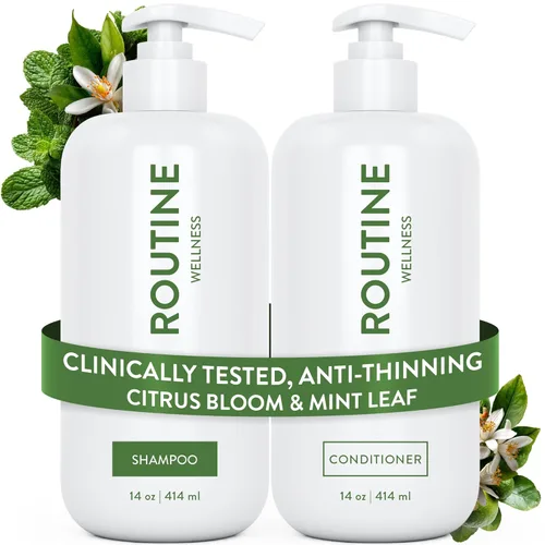 Routine Wellness Set de champú y acondicionador antiadelgazamiento para cabello adelgazante - Biotin DHT Blocker Mujeres y Hombres - Champú seguro