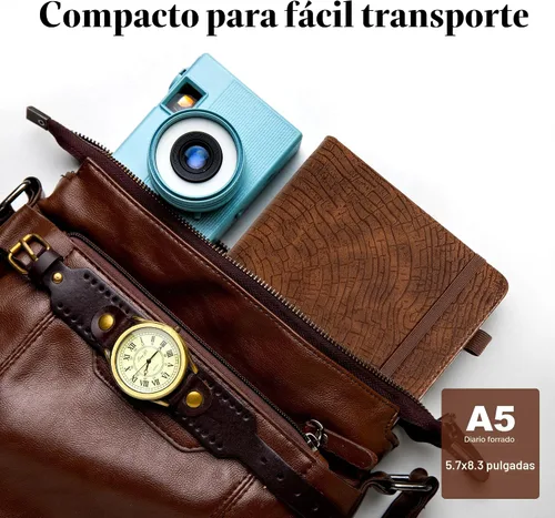 Miniatura 6 de Diario forrado con líneas de CAGIE para hombres y mujeres, diario encuadernado en cuero con anillos de crecimiento de árboles, cuaderno de 256