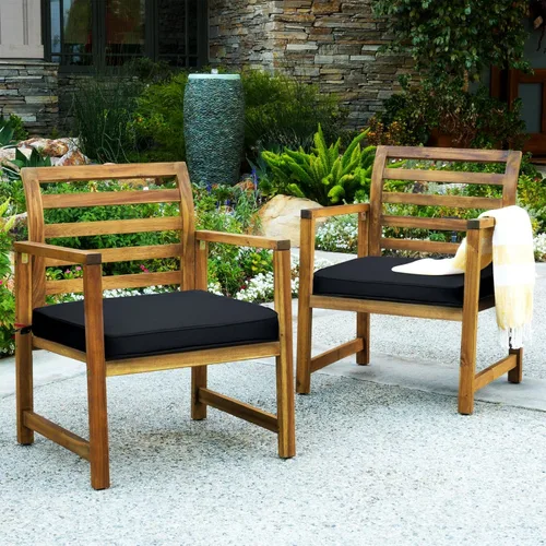 Miniatura 5 de GUEGLSA Cojines de asiento de patio de 18 pulgadas, almohadilla cuadrada impermeable para silla con lazos, 18 x 18 pulgadas, cojín para silla