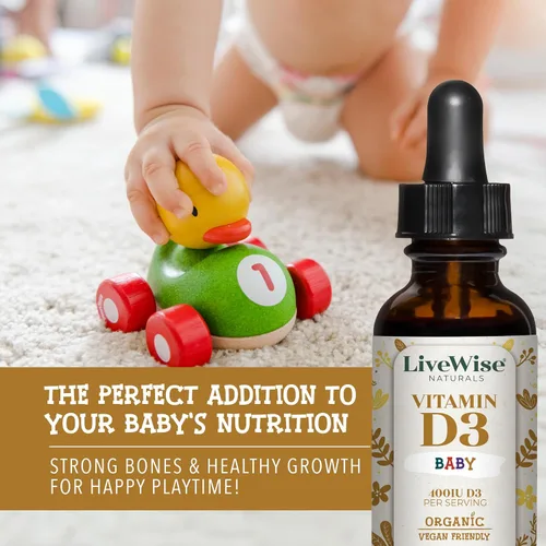 Miniatura 2 de Live Wise Naturals Vitamina para bebés D3 l USDA Orgánica Organic MCT Oil Formula For Kids and Toddler, Easy Absorption, Supports Immune and Bone