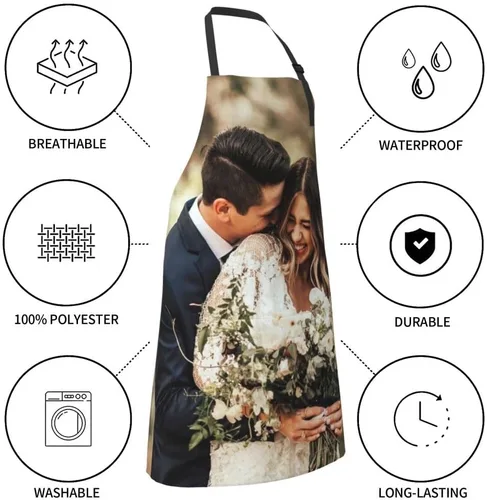 Miniatura 6 de Delantales personalizados para mujeres y hombres, delantal personalizado con logotipo de texto fotográfico, delantales de cocina personalizados