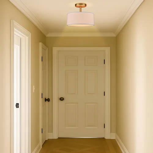 Miniatura 4 de Lámpara moderna de montaje empotrado para techo de tambor de montaje empotrado, 3 luces doradas, lámpara de techo semiempotrada para pasillo